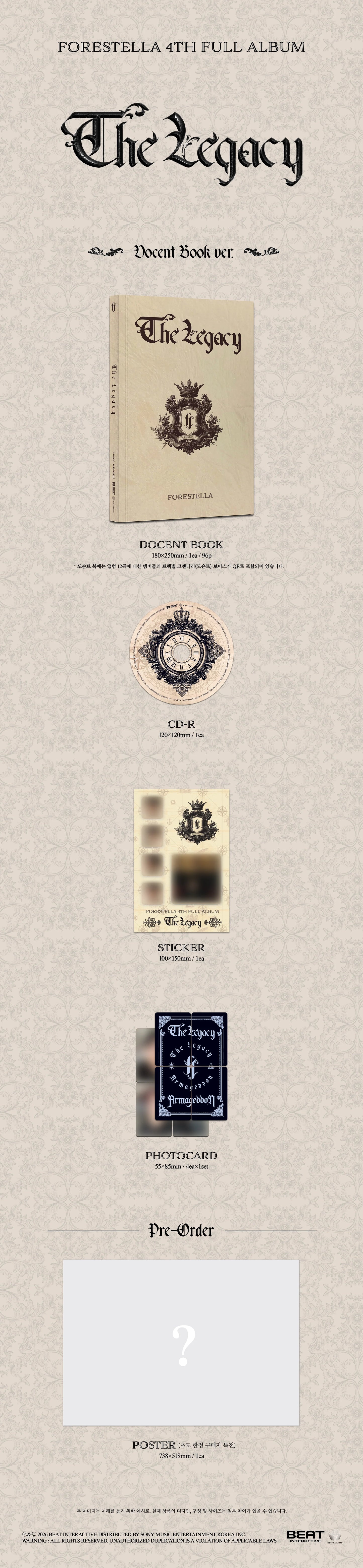Album cover for FORESTELLA's 'The Legacy' with photos and a beige background