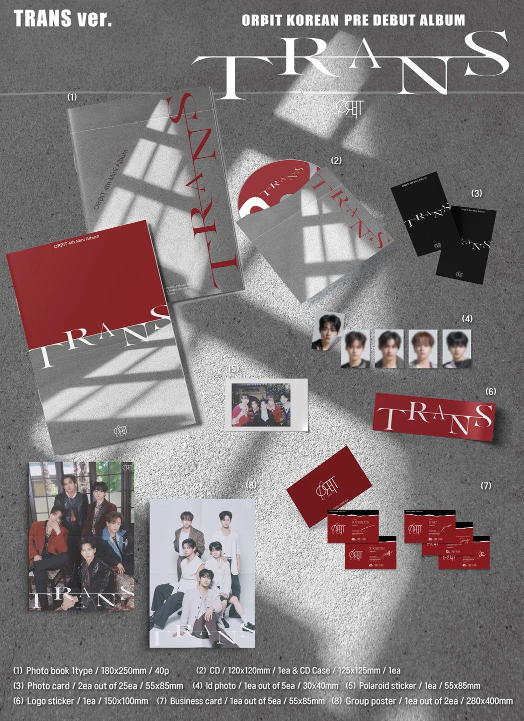 Album inclusions of ORBIT's 'TRANS' album with various items