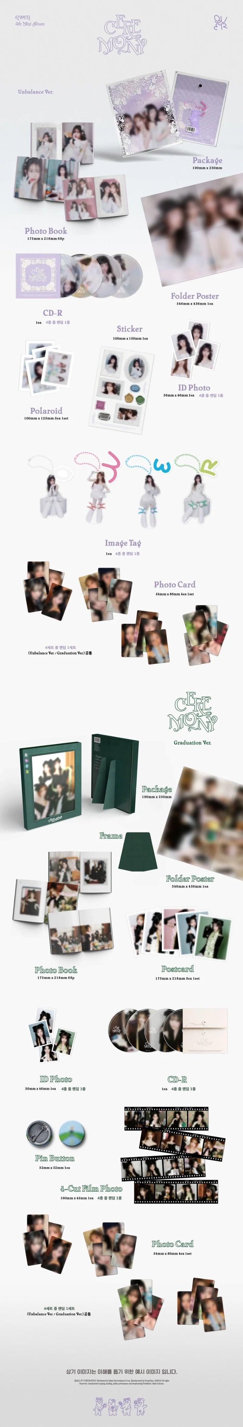 Collection of QWER's 4th mini album inclusions with photos displayed in a grid layout.