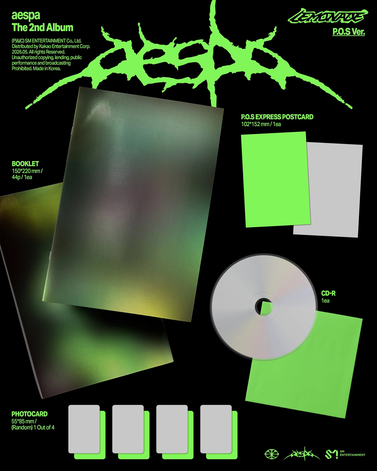 aespa The 2nd Album 'Lemonade' packaging with green and black design
