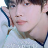 A close-up portrait of a young man with dark hair and light brown eyes, wearing a cream knit sweater with dark navy trim. The image includes the text 'DICON' vertically on the right and 'And The SUMMER AND2BLE - KIM GYUVIN' at the bottom