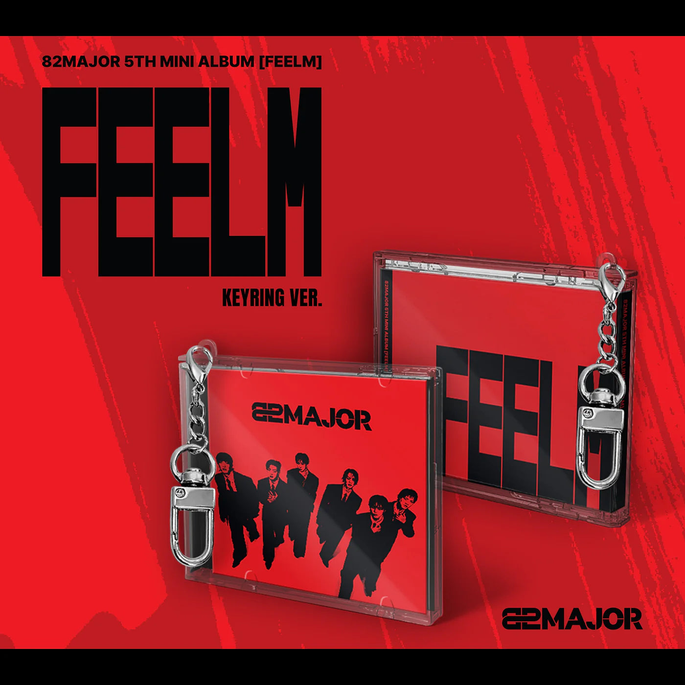 82MAJOR 5th mini album 'FEELM' keyring version on a red background