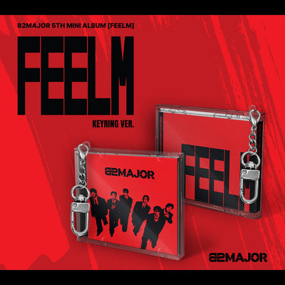 82MAJOR 5th mini album 'FEELM' keyring version on a red background
