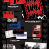 Product display of 82MAJOR's FEELM album inclusions including photo book, CD case, photo book jacket, lyrics card, sticker, ID photo, acrylic keyring, folded poster, and photo card on a black background.