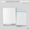 Two photobook covers for AHOF 3rd mini album 'Run To You' on a gray background