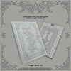 Alpha Drive One's 2nd Mini Album 'Unbreakable - Beast' Fragile Beast ver., showing a white photobook with detailed gray line art, set against a textured gray background with decorative corner borders.