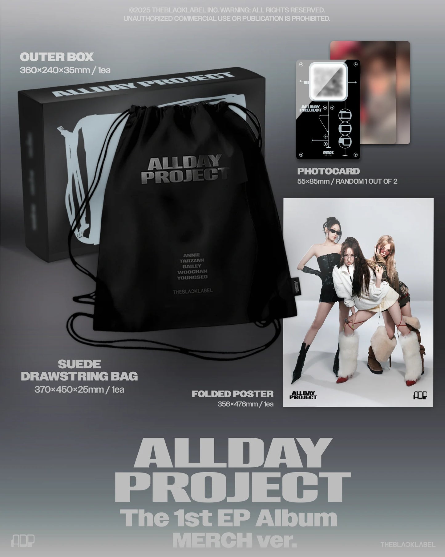 ALLDAY PROJECT - 1st EP Album [ALLDAY PROJECT] MERCH Ver. (SUEDE DRAWSTRING BAG Ver.)