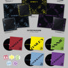 A product information sheet for the All Day Project EP 'Crash' featuring multiple album package views, colored vinyl records, stickers, CD covers, a photocard, and a photobook on a light gray background.