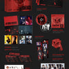 A promotional collage for the K-pop group ATEEZ's 'In Your Fantasy' 2025 World Tour. The layout features various merchandise items including red and black discs, a photo book, a poster set, a photocard set, and a confetti set, all presented on a dark background with the title 'IN YOUR FANTASY' in bold black letters.