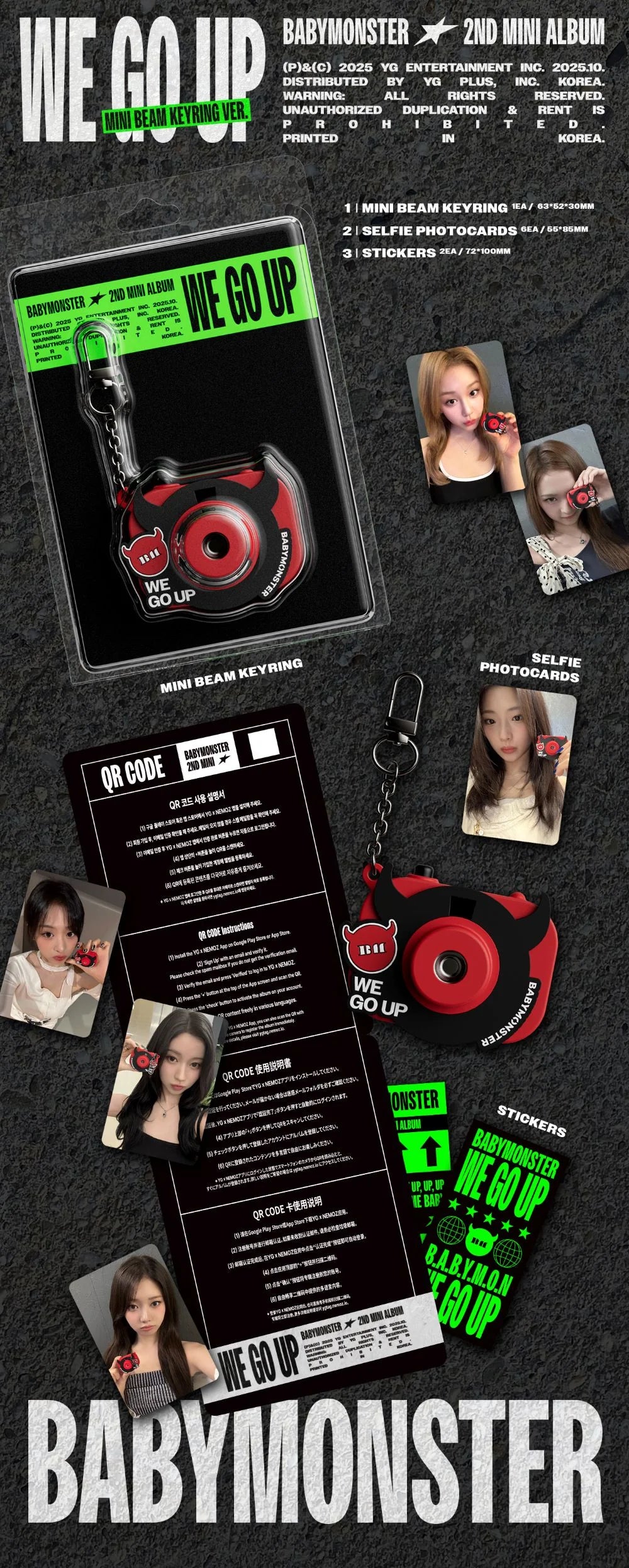 BABYMONSTER - 2nd Mini Album [WE GO UP] MINI BEAM KEYRING Ver.