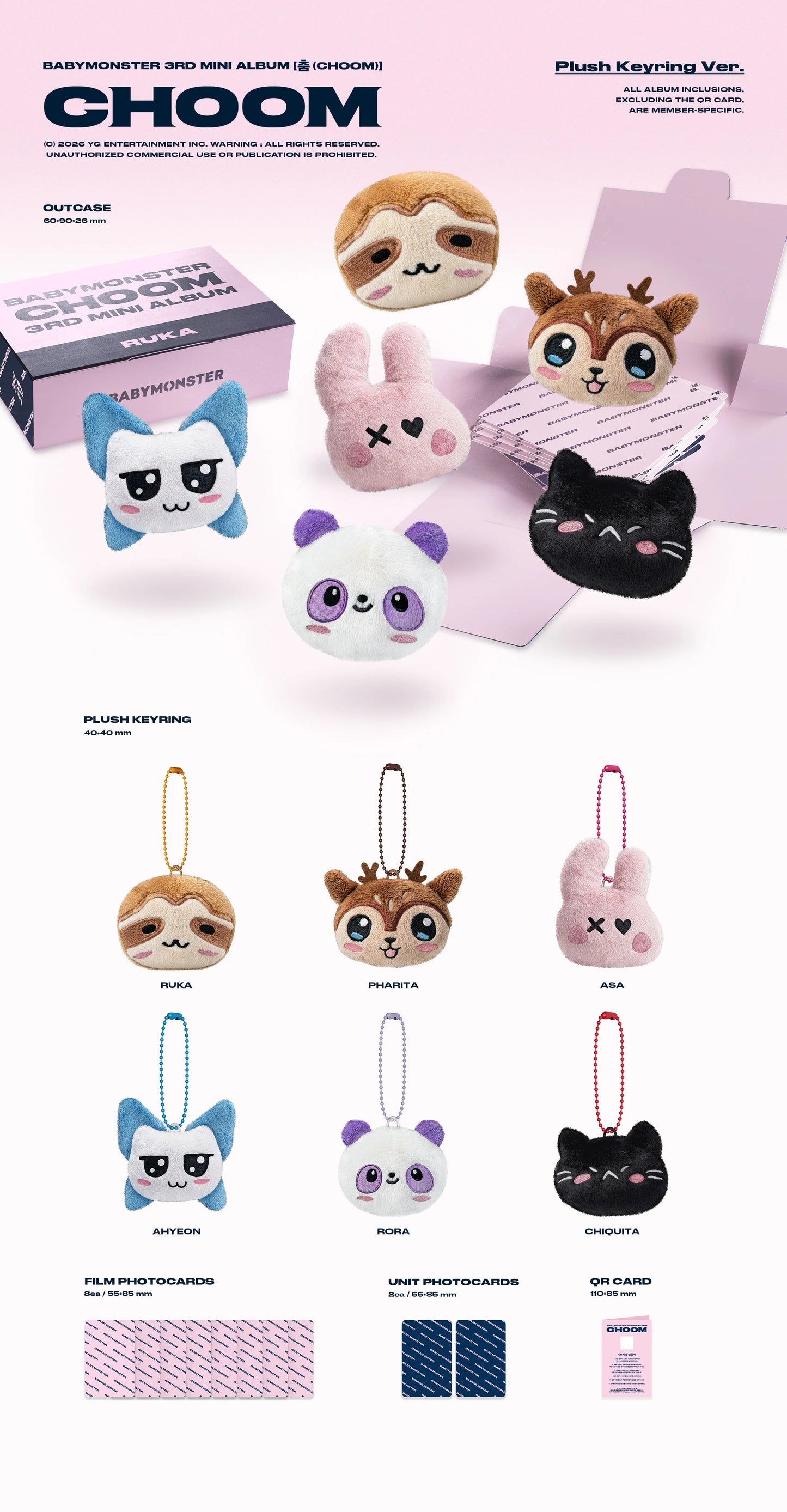 BABYMONSTER - 3rd Mini Album [춤 (CHOOM)] Plush Keyring Ver.