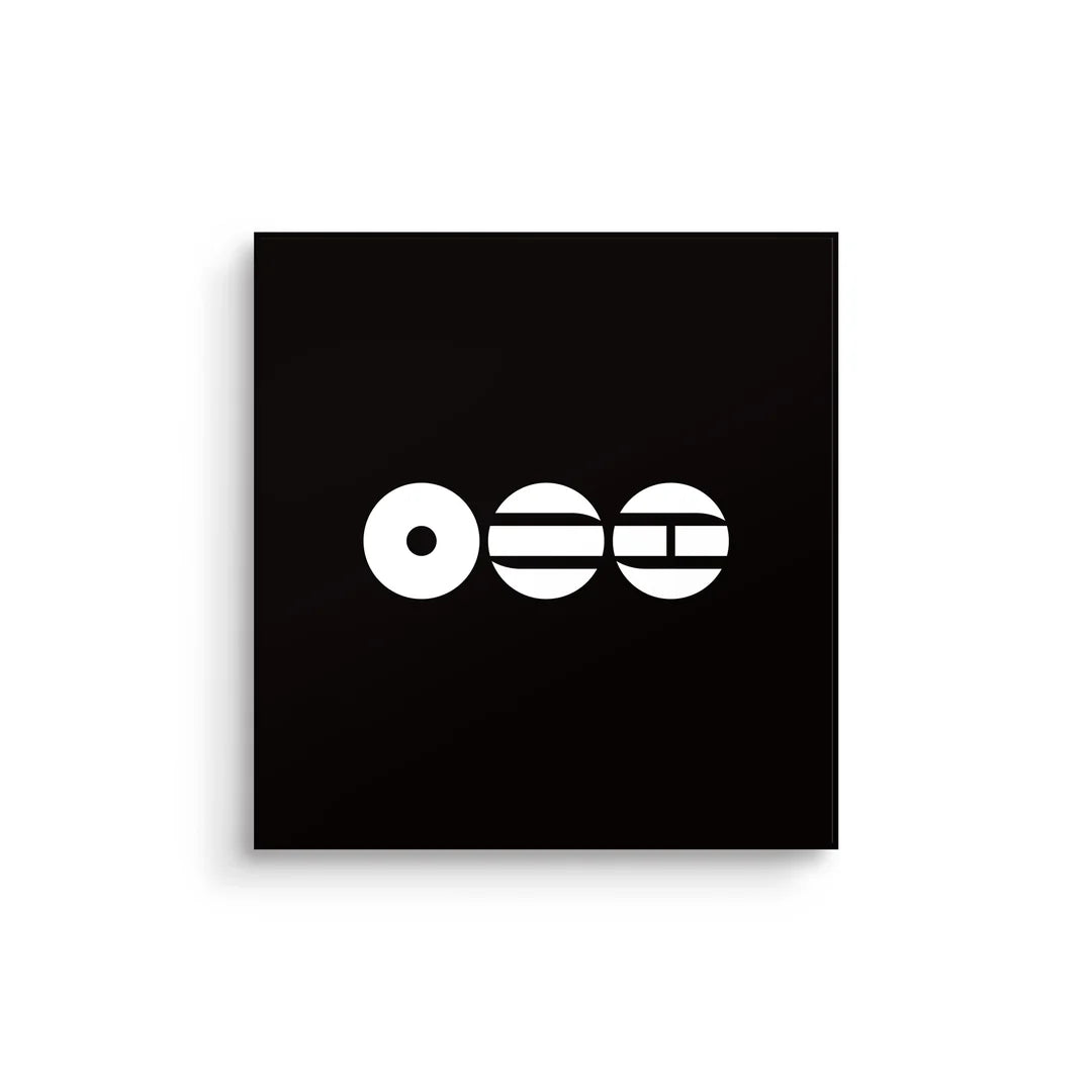 Black square with white circular design (BTS logo)