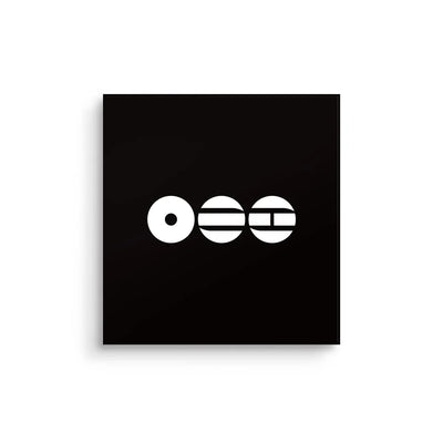 Black square with white circular design (BTS logo)