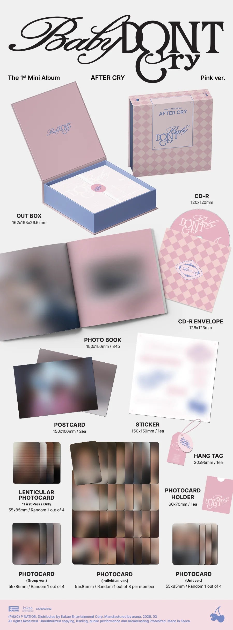 [PRE-ORDER] Baby DONT Cry - 1st Mini Album [AFTER CRY] + POB