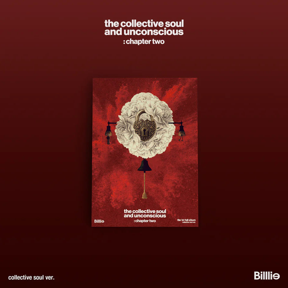 BILLIE's album cover with text 'the collective soul and unconscious: chapter two' on a red background