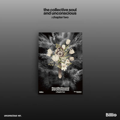 Billlie's album cover for 'the collective soul and unconscious: chapter two' with floral design and Billie logo.
