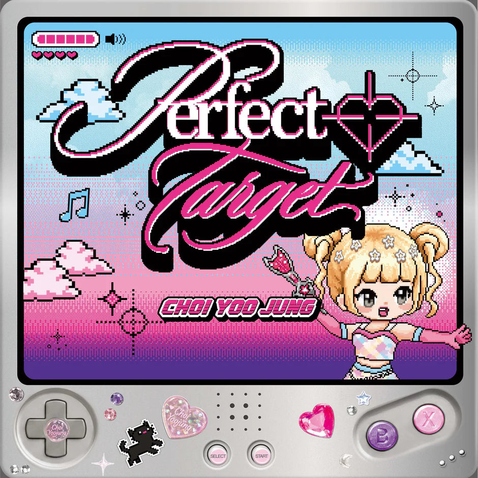 Game console with 'Perfect Target' title and character on a colorful background for Choi Yoojung's 2nd single album