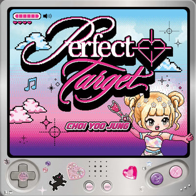 Game console with 'Perfect Target' title and character on a colorful background for Choi Yoojung's 2nd single album