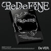 Album cover for CRAVITY's 8th mini album with a black box with "ReDeFINE" text on a black background 
