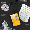 ENHYPEN's The Sin: Bliss album merchandise album inclusions shown on a dark background, including a CD, ID cards, a lanyard tag, a photo card 