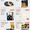 A long, narrow website-style catalog page showing many small product thumbnails and text labels such as Package, Postcard, Leaflet, Membership Card, CD, Envelope, Poster A, Poster B, Photo Card A, Photo Card B, Photo Book, and a banner at the bottom.