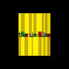 A square graphic with a bright yellow background featuring vertical dark stripes and the stylized text 'the sin: bliss' across the center in black, green, red, and white, set against a solid black background for ENHYPEN's album