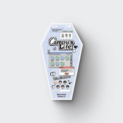 ENHYPEN's Campus Life Coupon Card collection packaging on a white background