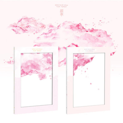 Two pink watercolor frames as EPEX's 7th EP album packaging on a white background