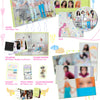 Collection of photos of FIFTY FIFTY's album inclusions showing a CD, poster, polaroid, photobook, sticker, bookmark and photocards.