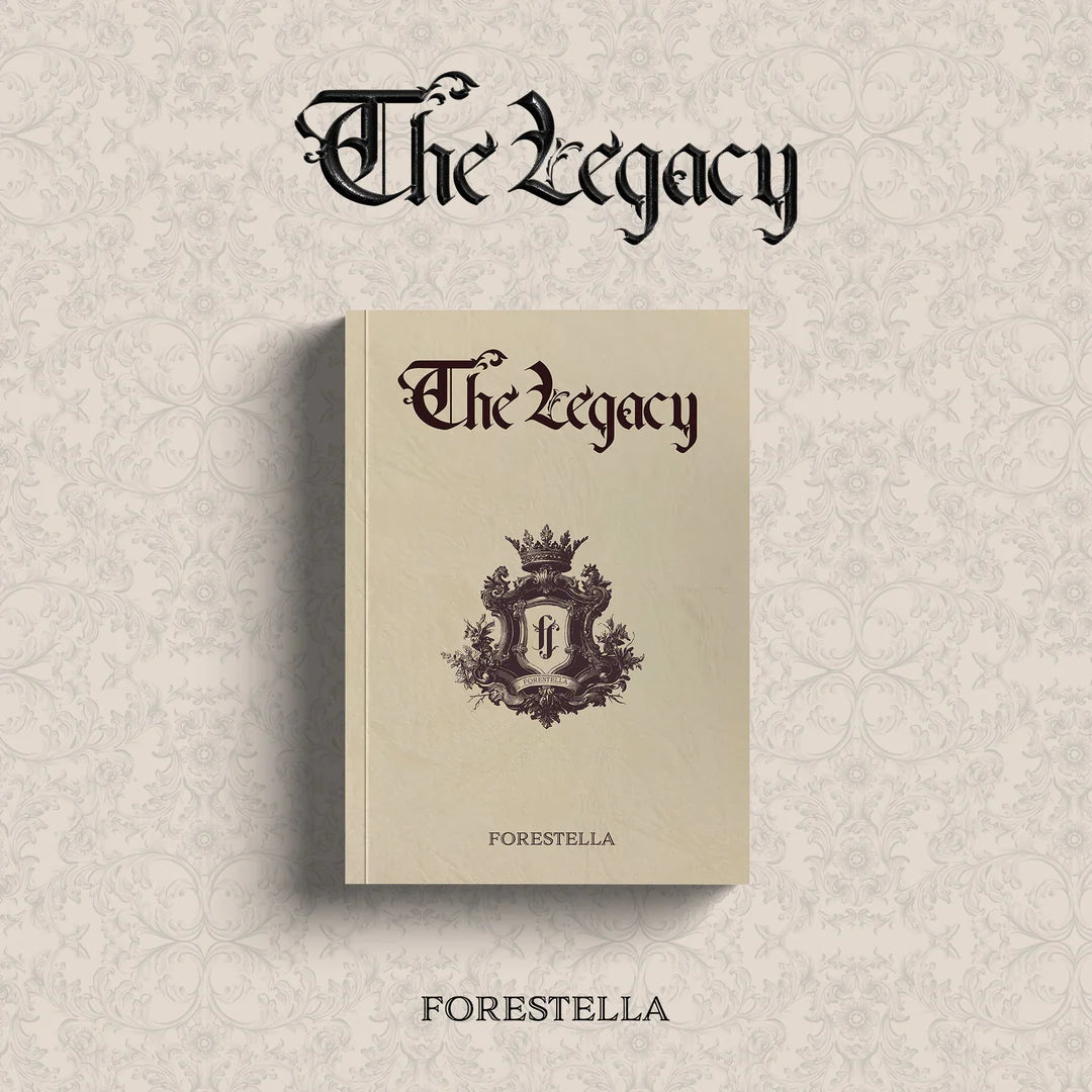 Book titled 'The Legacy' by Forestella on a textured beige background