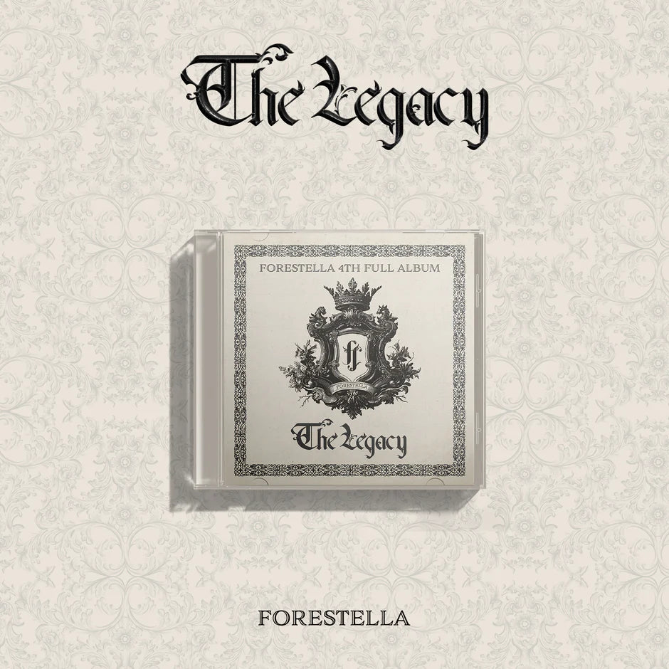 Album cover for 'The Legacy' by Forestella on a textured beige background