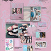 Product display of a inclusions of ITZY's album 'Motto' with various items including a photobook, poster, and postcards on a pink background.