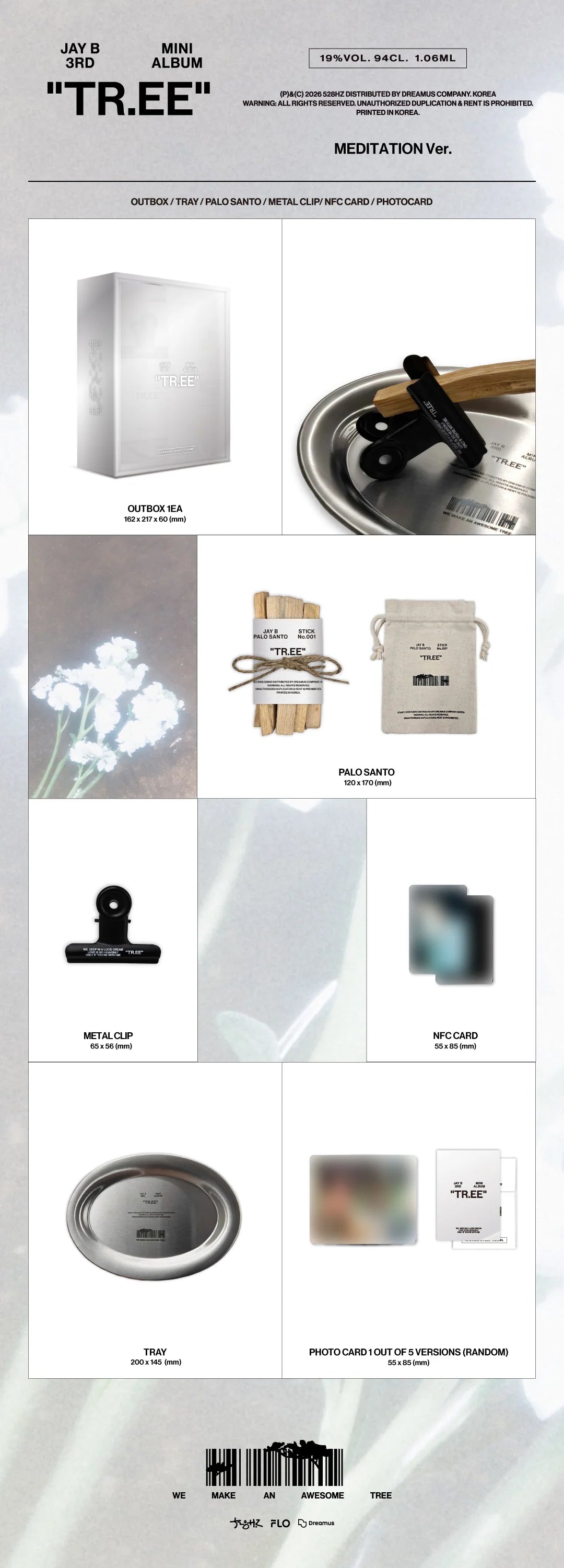 Item inclusions for JAY B's album titled 'TR.EE' with images and text.