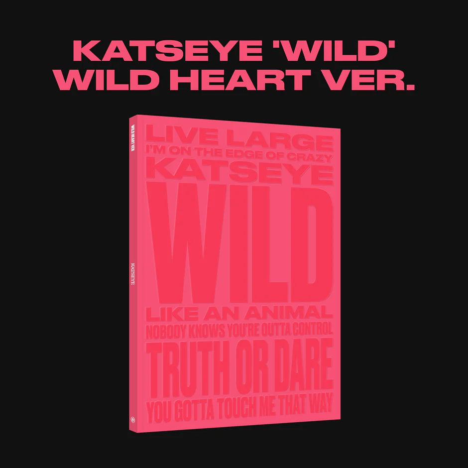 KATSEYE's album packaging as a pink book cover with text on a black background