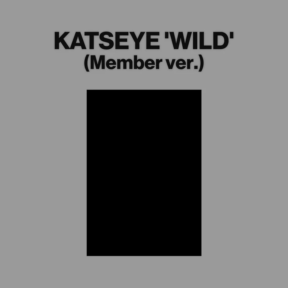 Album cover with 'KATSEYE 'WILD' (Member ver.)' text on a gray background