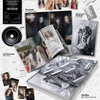 Keyveatz 1st EP album 'OXY_GEN' packaging with photobook, CD-R envelope, and photocards on a white background.