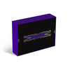 LE SSERAFIM's tour purple and black rectangular outbox with a brand logo on a white background