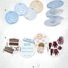 LE SSERAFIM's Pureflow album inclusions with various components on a white background
