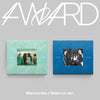 Two album covers, one teal and one blue, on a gray background with MAMAMOO's '4WARD' branding.