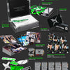 NCT 127's 7th Album 'Call 127' album inclusions displayed on a dark background, including the outer box, inner album packaging, emblem sticker, postcard, unit photocard, special photocard and multiple autographed photo cards.