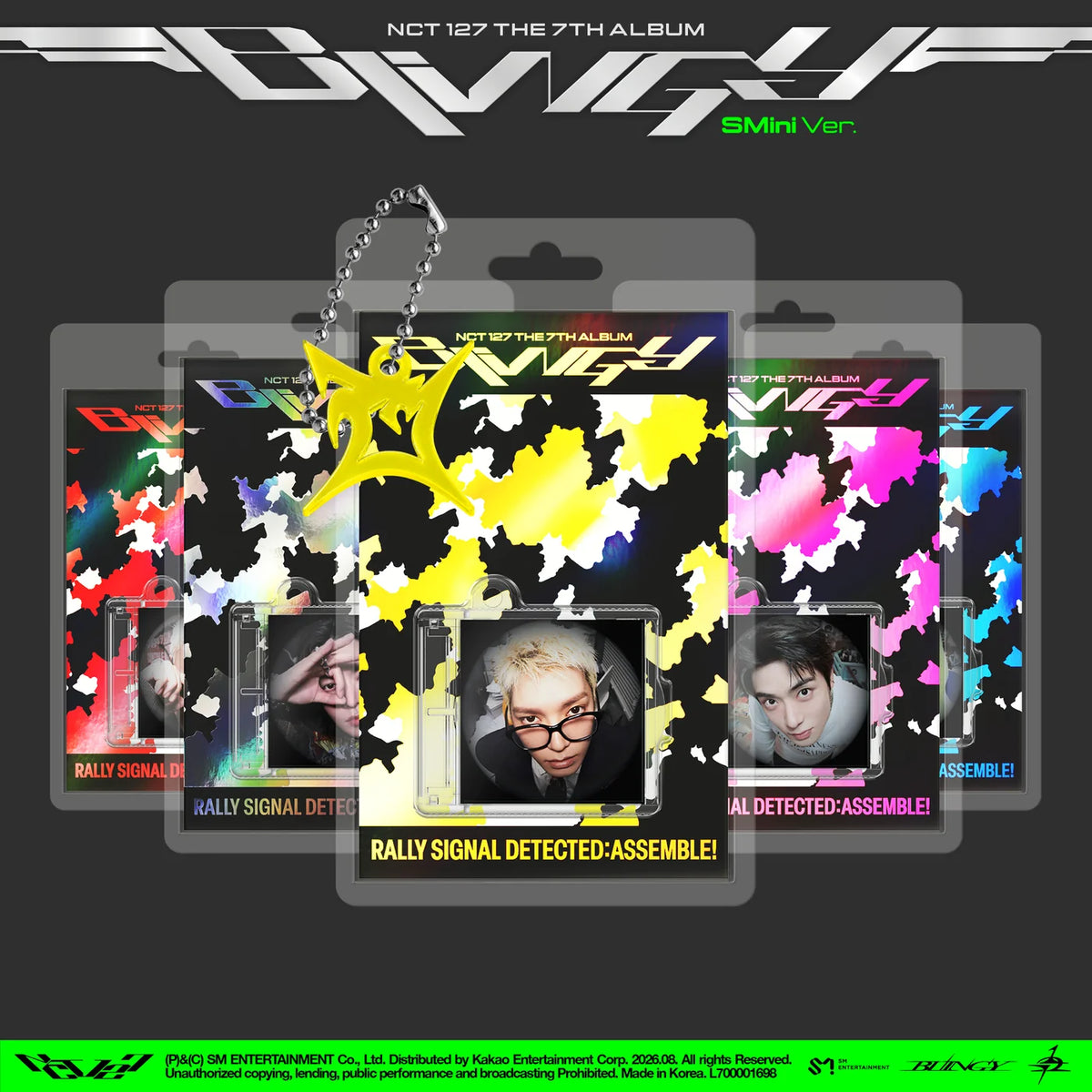 NCT 127 7th Album BLINGY SMini Ver. album packaging against a dark background