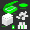 An image display for NCT 127's 'The Album' Call 127 Ver. inclusions, showing the album packaging with a green outer box, postcards, stickers, a QR code and photocards on a dark gray background.
