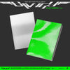 NCT 127's 7th Album Photobook Ver. featuring two album book covers on a dark gray background: one with a textured bright green cover and one with a plain white cover.