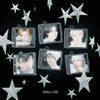 Clear glass card holders with star designs and individual NCT Wish's members' photo on a black background