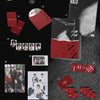 Korean pre-debut album 'TRANS' by ORBIT with packaging and photos on a black background