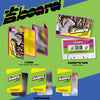 Album inclusions for Picheolin’s 1st Mini Album Cassette Tape Ver., showing the cassette tape, J card, photocard, and album cover on a bright green and blue background 