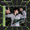 Picheolin's 1st Mini Album jewel case cover art shown on a dark background with bright green dot patterns. The cover features a person in a shiny silver jacket and black hat, with the text 'Picheolin 1st Mini Album' and 'Jewel Case Ver.'