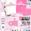 Collection of RESCENE's 'Lip Bomb' album inclusions and promotional materials on a pink background