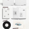 ROY KIM'S 1st remake album inclusions showing various items including a vinyl record and photo cards.
