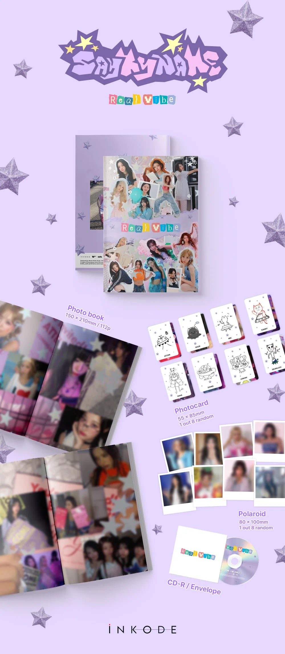 Collage of photo books and albums with 'SAY MY NAME' branding on a purple background.